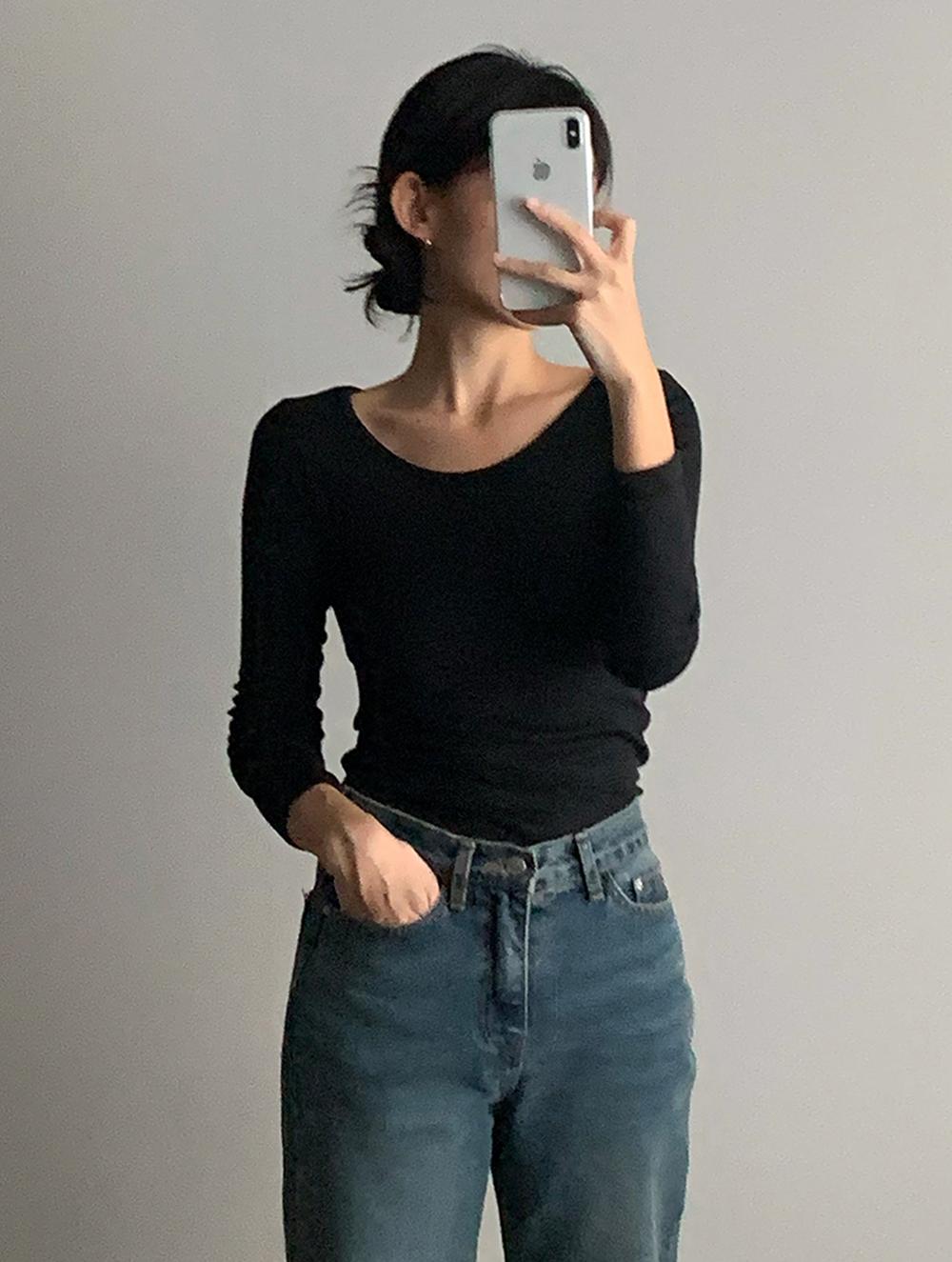 오브이베브 Slim winter T-shirt(속기모 티셔츠)겨울/기모긴팔이너티/기모/티셔츠/히트텍/발열/한파템/한파룩