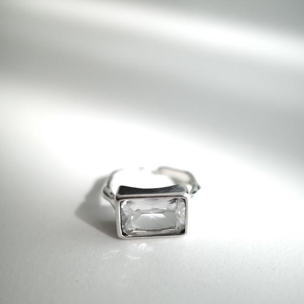 Square Cubic Ring(925 Silver)
