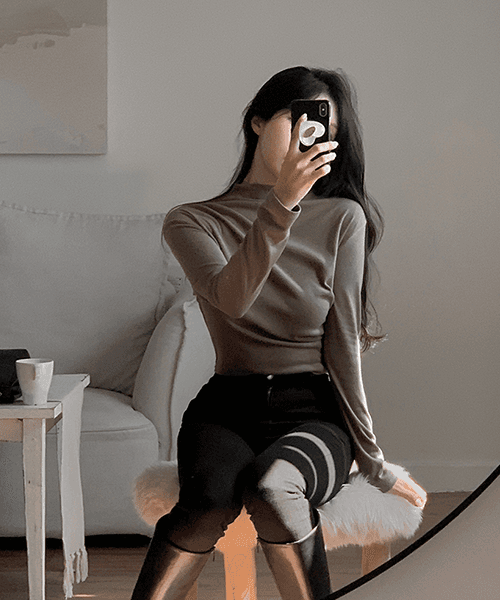 세컨드세컨 *아이보리-당일발송* 코즈 긴팔 반폴라드레이프 t