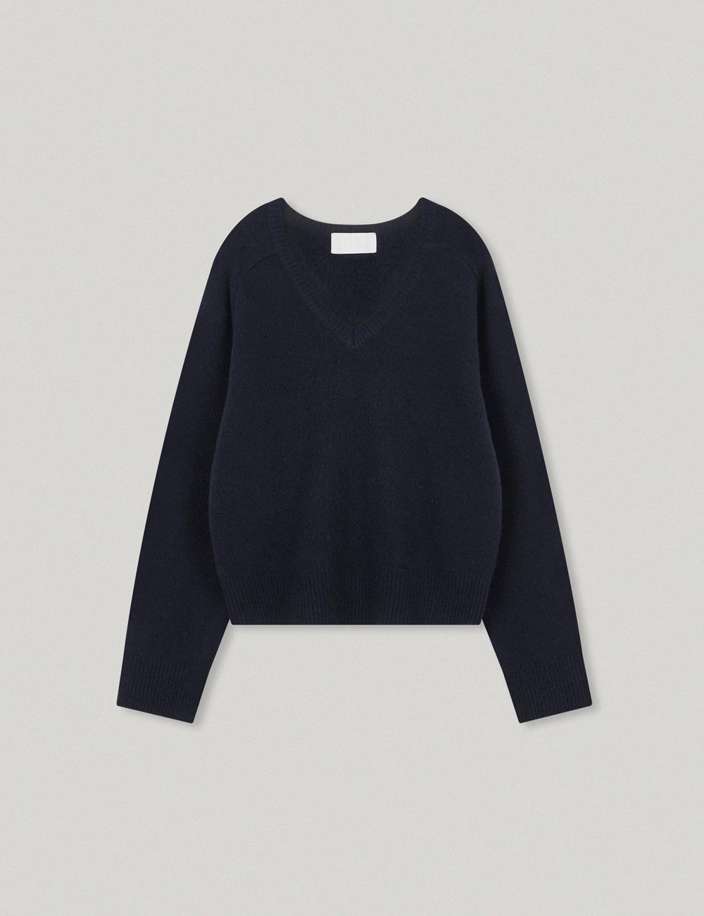 Wool V Neck Knit_Navy