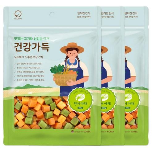 굿데이 강아지 건강가득 간식 300g, 연어 + 야채, 3개