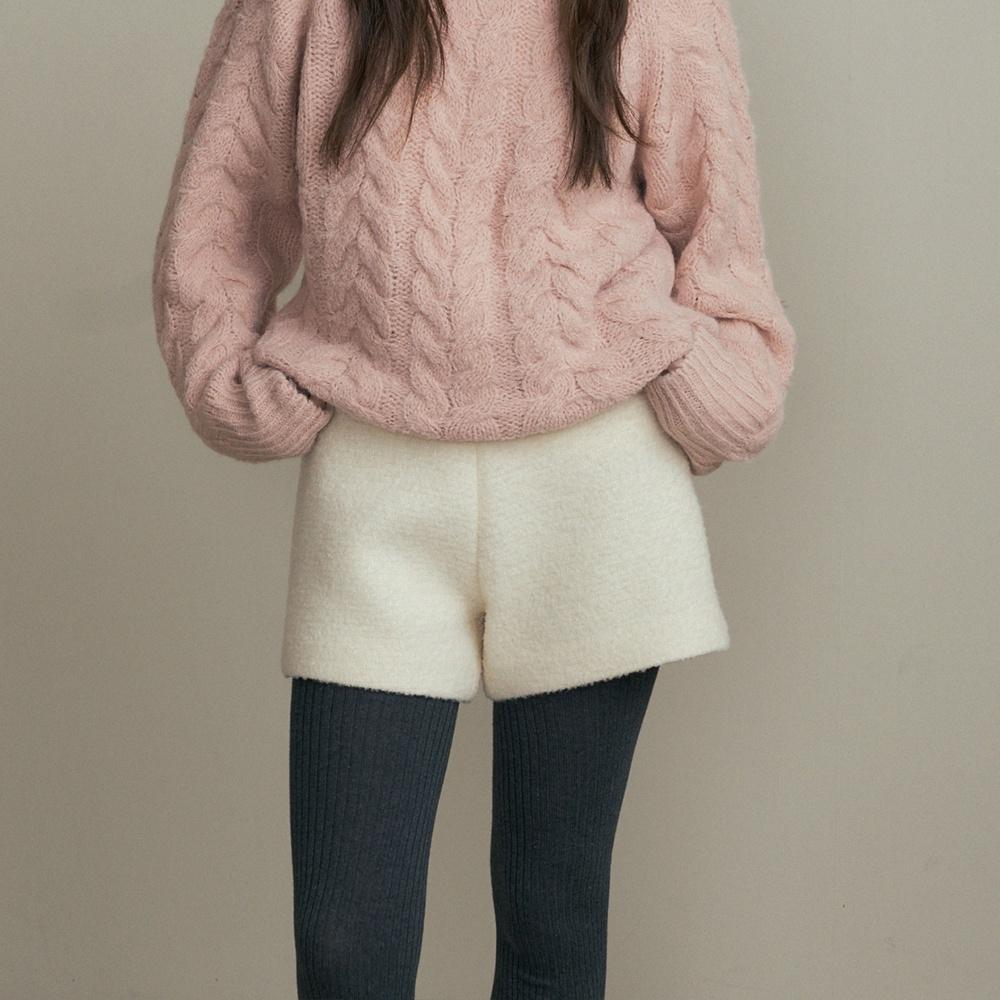alpaca half pants-Ivory