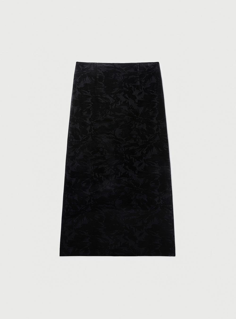 [2ND] JACQUARD LONG SKIRT - BLACK