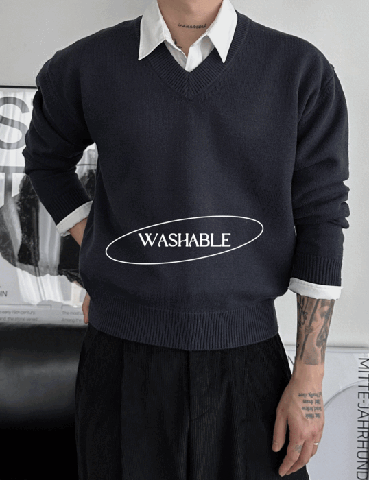 Washable Modal Cropped V-Neck Knitwear