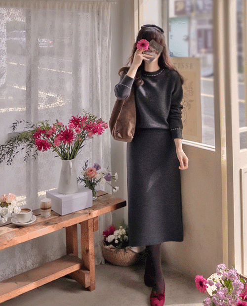 [LABEL] 슈로빈 안감 기모담뿍 쫀득스판 엣지 스커트[size:F(44~55),L(66~77)]