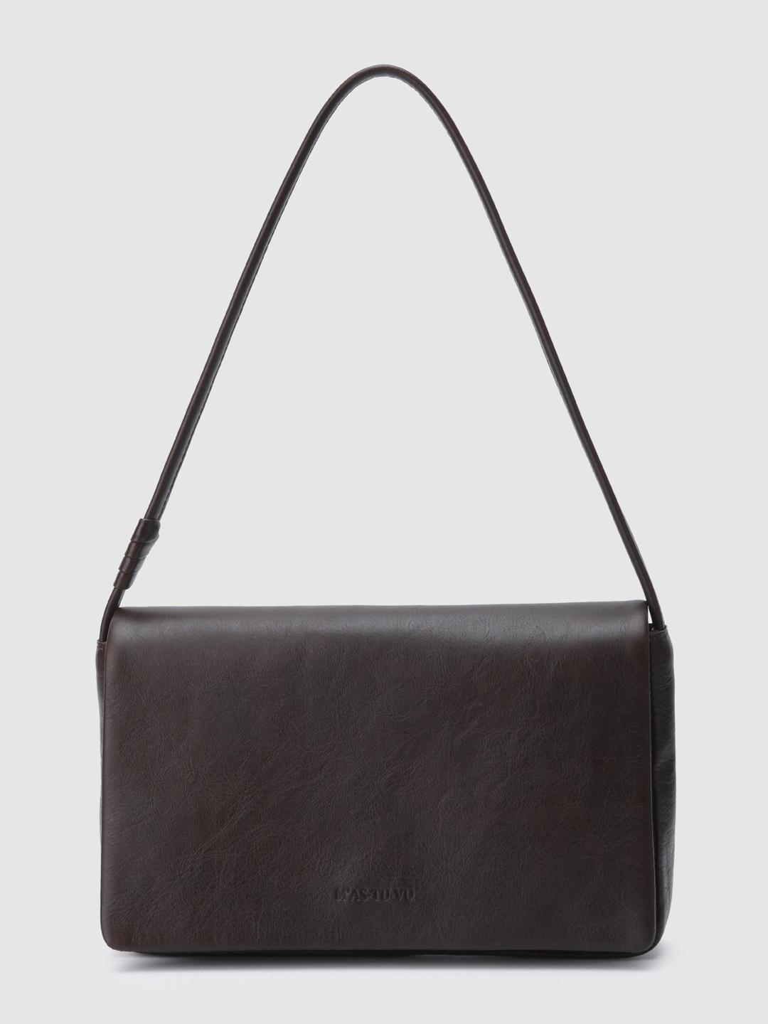 daria leather shoulder bag_dark brown