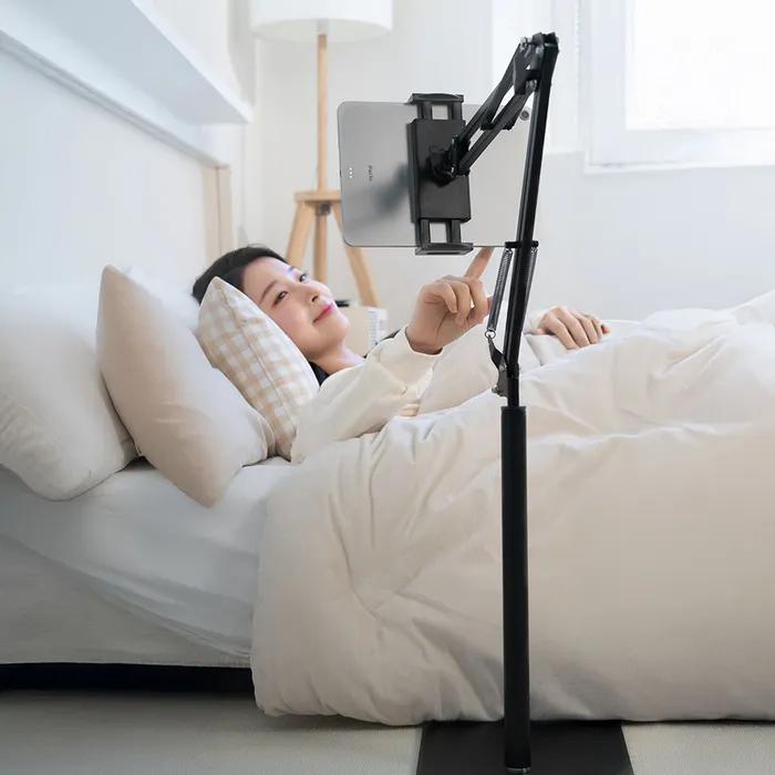 [선물추천] 2단 높이조절 자바라 거치대 스탠드형 베이직 침대 아이패드 갤럭시탭 거치대 태블릿거치대 핸드폰 거치대