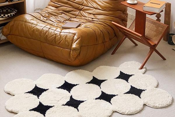 모던 다이아몬드 포인트 침실 극세사 미니 러그