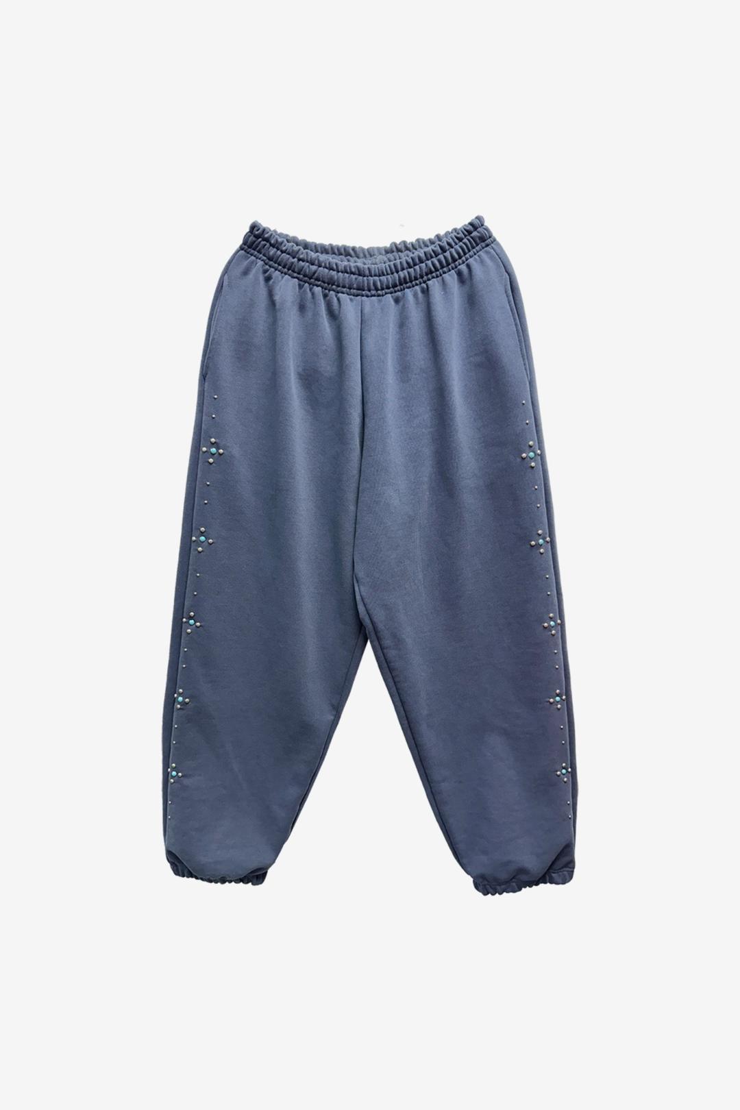 STUDDED JOGGER PANTS VINTAGE BLUE