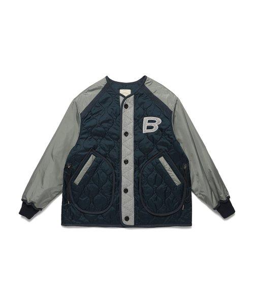 B PATCH QUILTING JACKET - NAVY