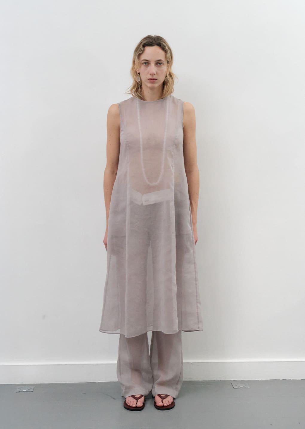 sheer straight fit pants, grey