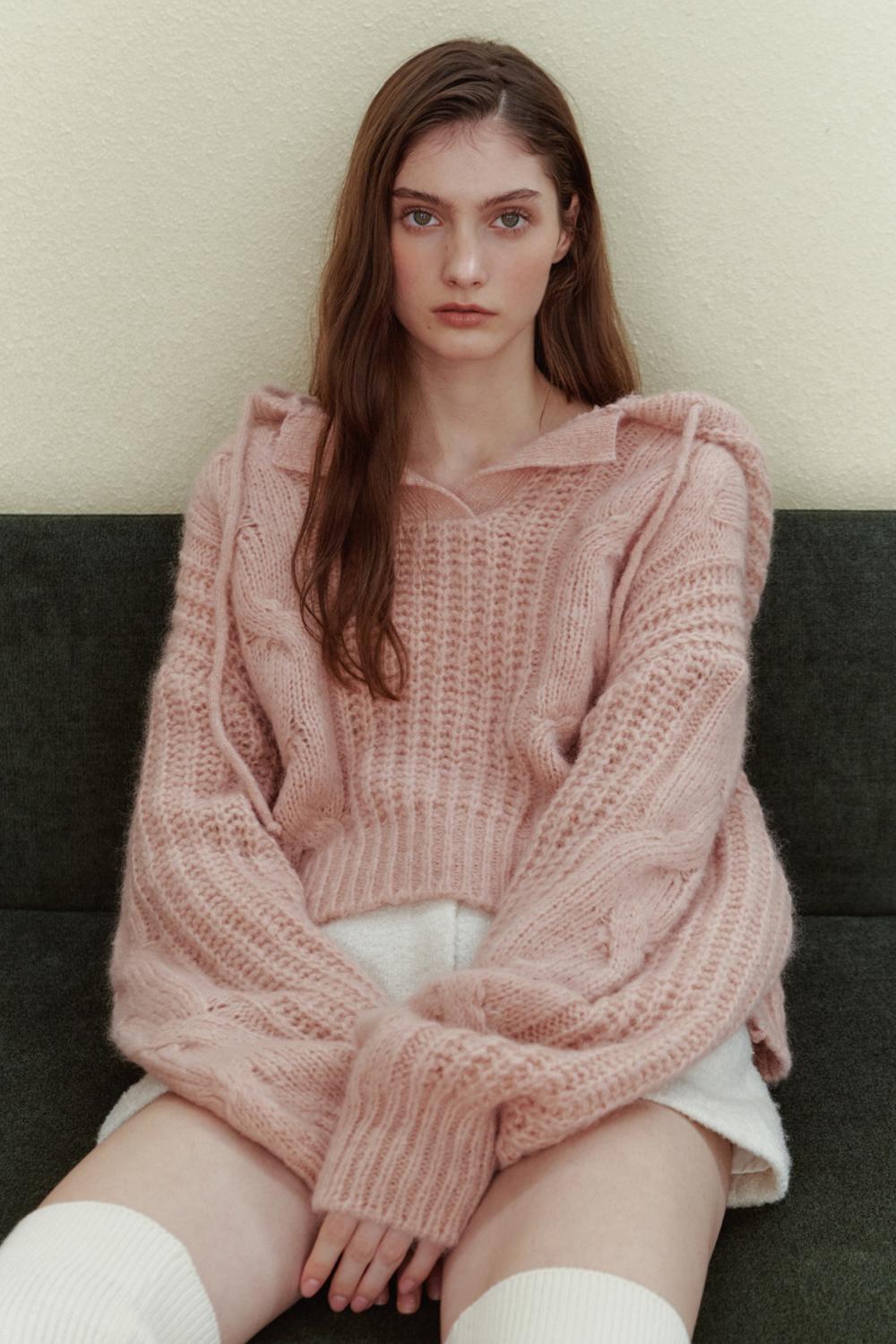 [10/20 예약배송] MOHAIR HOOD TWISTED KNIT_TT3W304PK