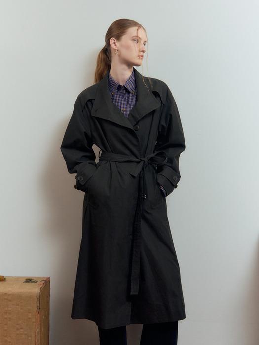 French High Neck Manteau DarkGrey