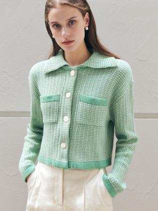 [22FW] 싱글카라 숏 가디건_LIGHT GREEN