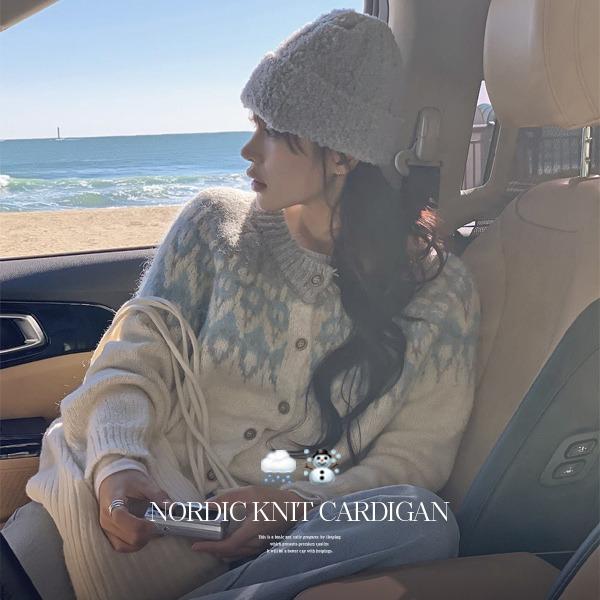[포근폭닥/빈티지무드] 요플리 라운드넥 노르딕 긴팔 니트가디건(44~88) (빅사이즈니트-빅사이즈가디건-노르딕니트-노르딕가디건-데일리-빈티지가디건-가을신상-오버핏가디건)
