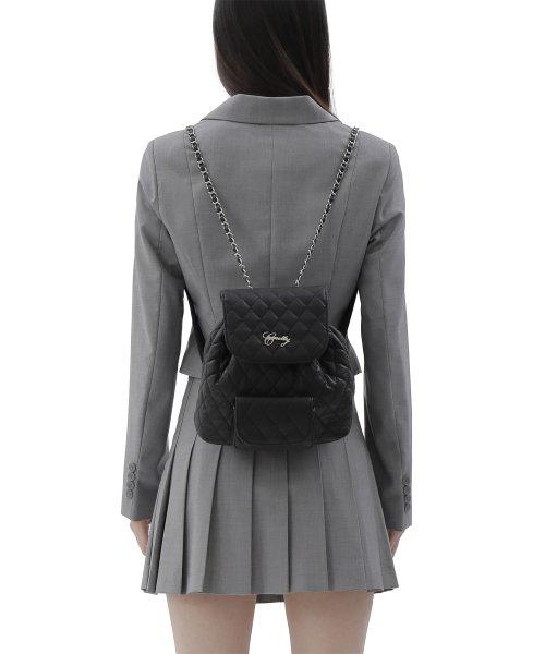 C METAL LOGO QUILTING MINI BACKPACK_BLACK