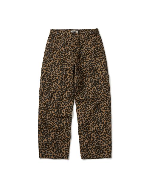 Leopard cotton twill pants / Beige