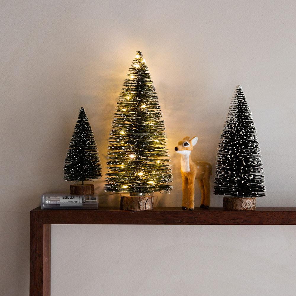 크리스마스 아기 사슴 숲속 선물 세트 LED 미니트리