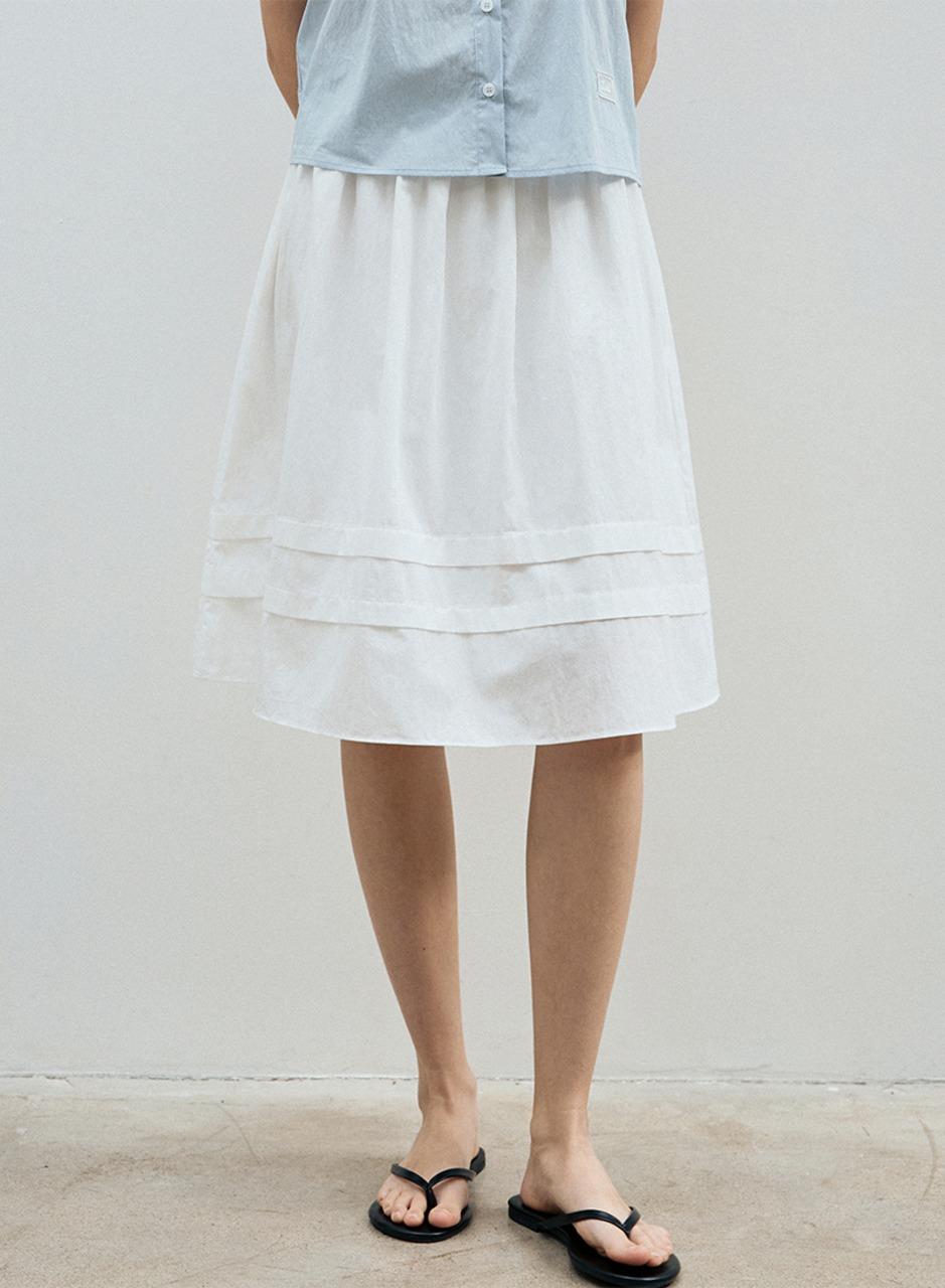 코튼 플랩 미디 스커트 - 아이보리