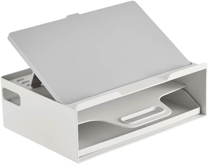 King Jim WB10-W Laptop Stand Storage Box Portable Work Base "Noteon" White