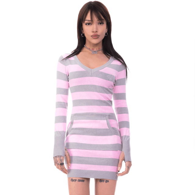 Sacred Longsleeve Knit Dress - Pink / L