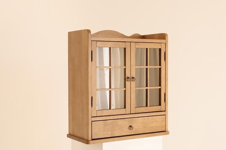 레트로 원목 2단 미니 그릇장 찬장