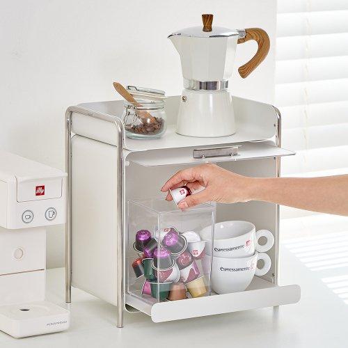 비화이트 플랩도어 슬라이딩 철제 수납장