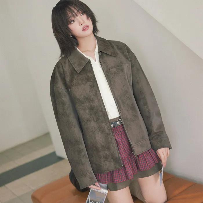 Overfit Suede Jacket in Brown VL5SM023-93