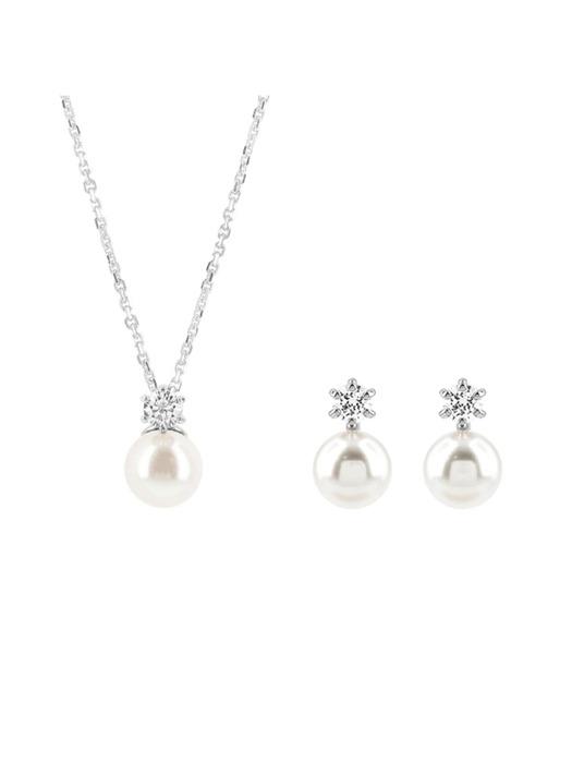 스와로브스키 5689624 Matrix 펄 귀걸이 세트 목걸이
