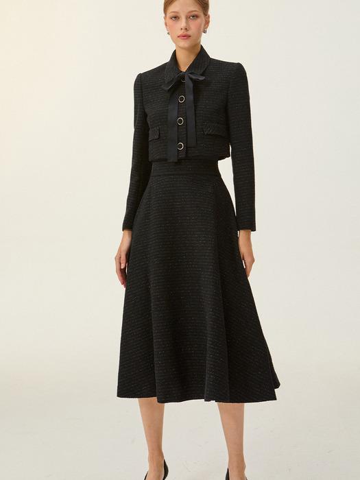 Niki Tweed Midi Flare Skirt_3colors