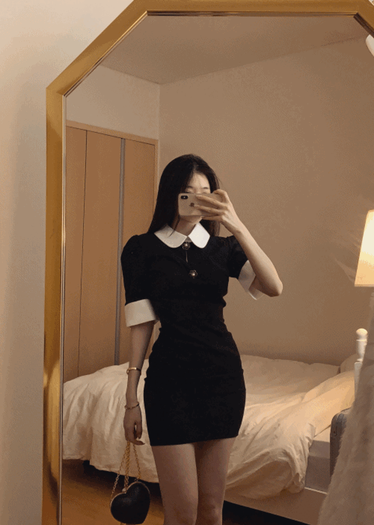 [highquality] *핏보장* COCO 까멜리아 숄더 카라 미니 원피스 하객룩 데이트룩