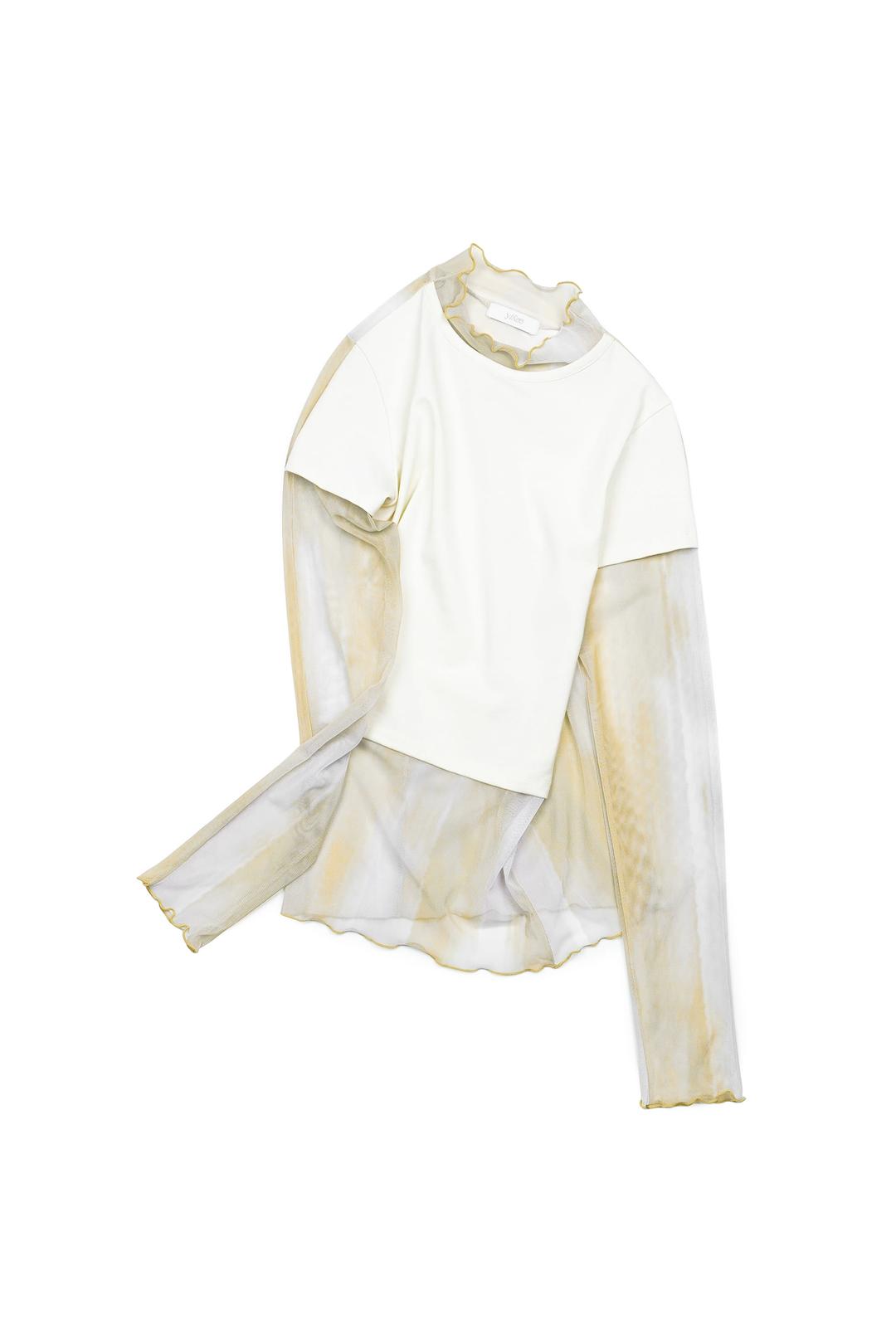 Mesh layered T-shirt _ Yellow