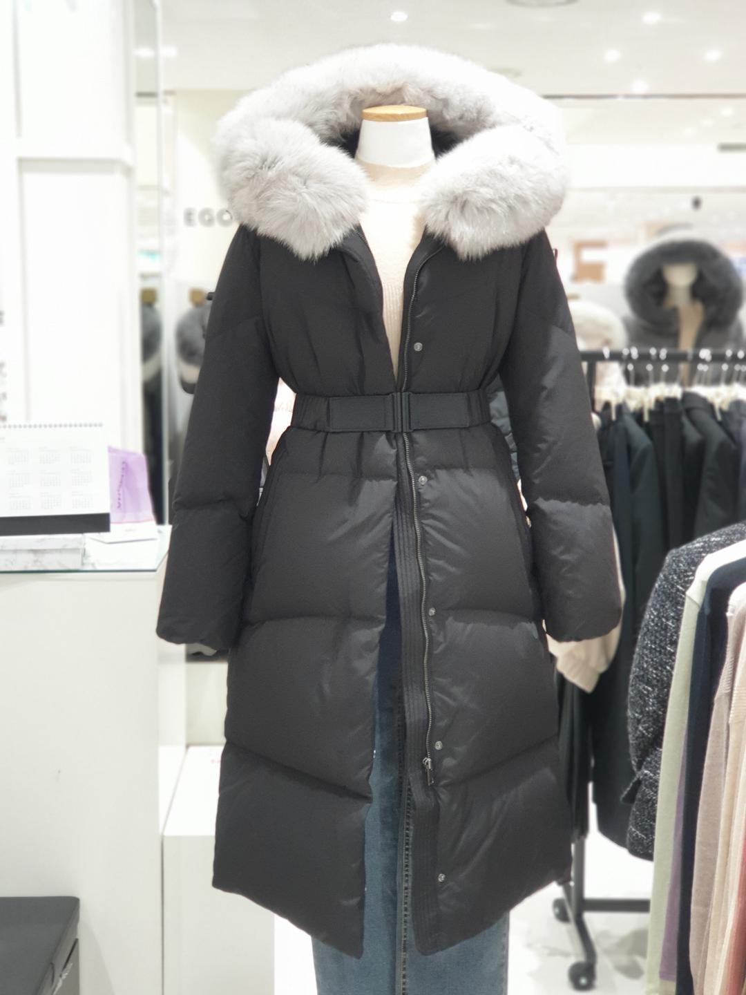 온앤온 폭스퍼후드 벨티드 프리미엄 헝가리구스다운 롱 패딩점퍼 JP1WH710