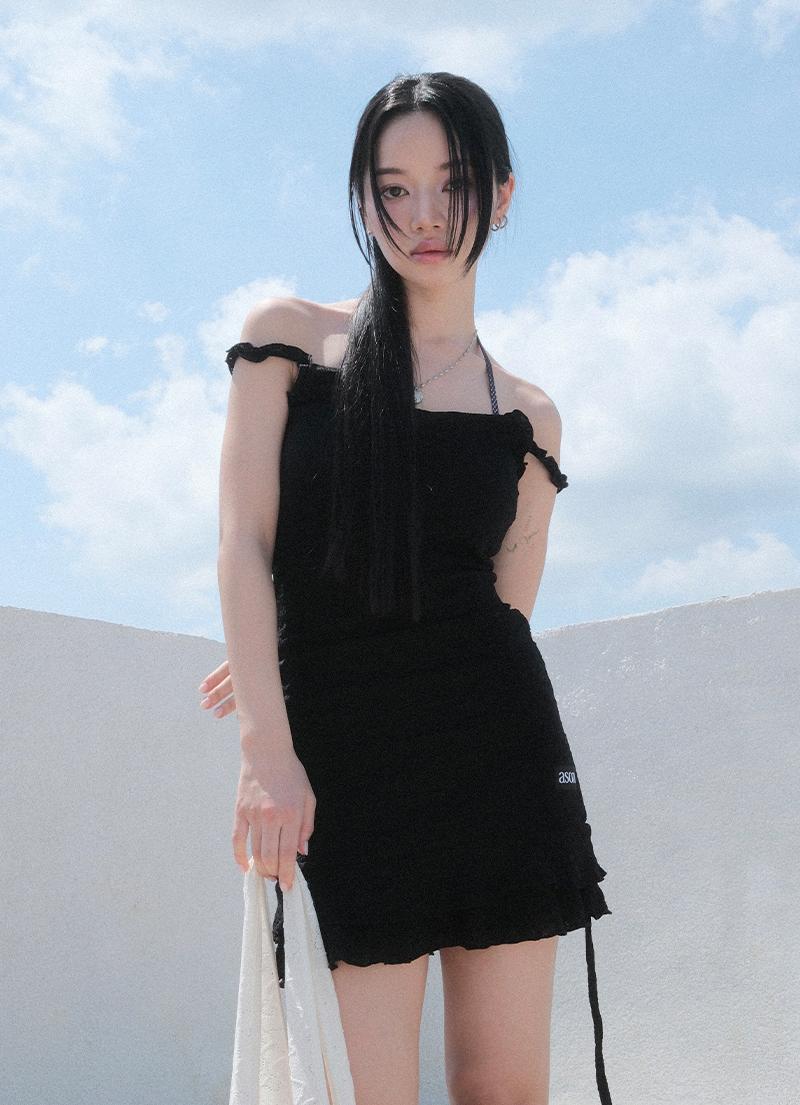 BLOSSOM MINI DRESS / BLACK