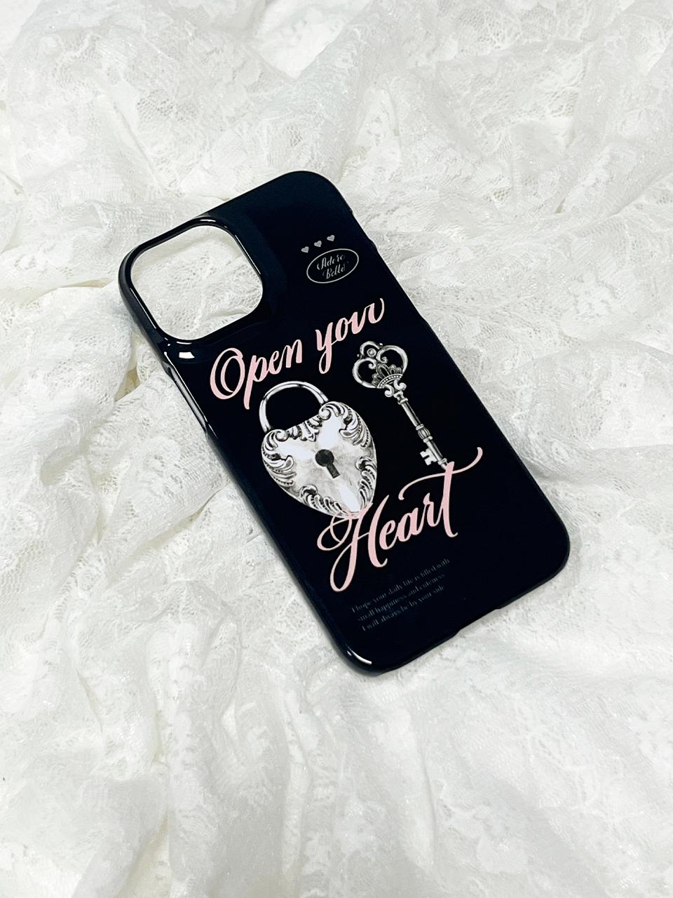 OPEN YOUR HEART PHONE CASE - BLACK(유광하드. 에폭시범퍼)