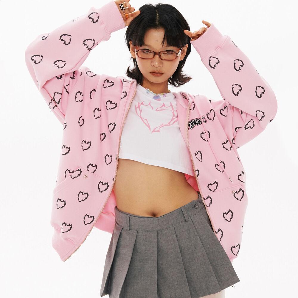 BN Heart Pattern Hood zip-up [pink]