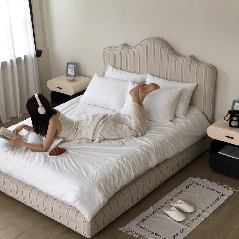 바라하우스 오셈 스트라이프 패브릭 킹사이즈 침대프레임 K