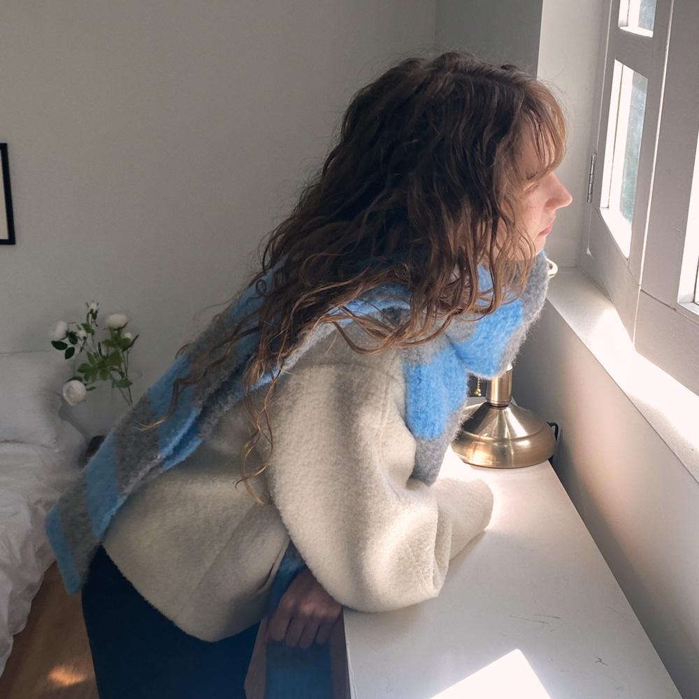 [부클 머플러] Phoebe Muffler / Blue&Grey