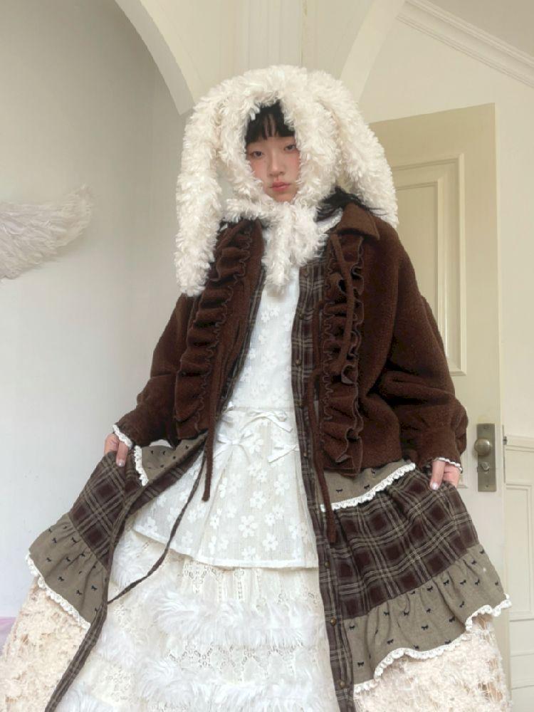 Plush Bowknot Warm Rabbit Ear Hat【s0000010889】
