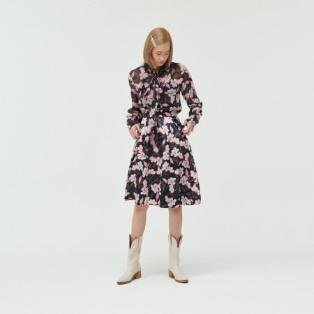 [JUNGHEEZIN: The Goddess of Flowers] 나이트 플라워 프린트 프릴 포켓 스커트 Night Flower Frilled Pocket Skirt