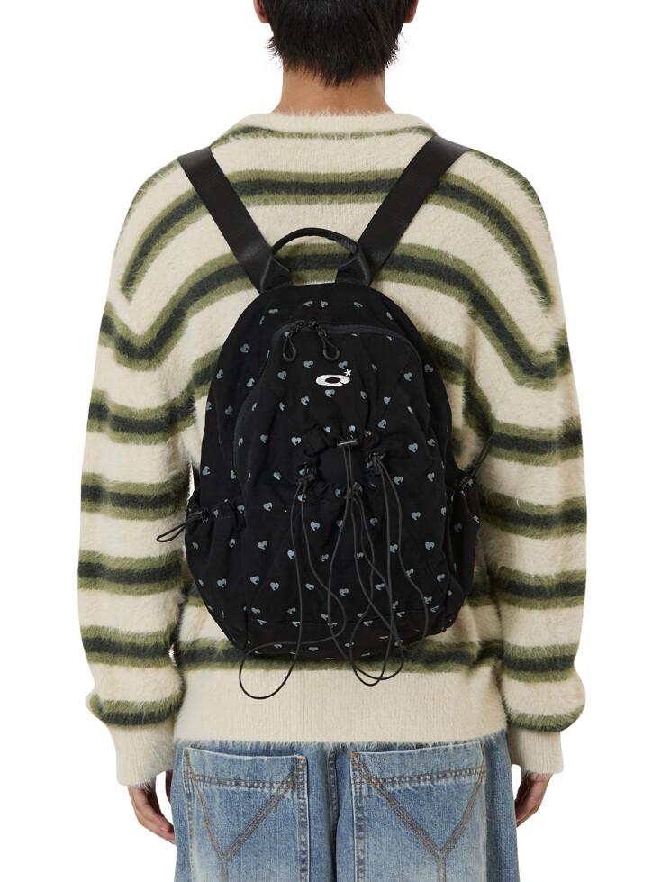 4 STRING HEART DOT BACKPACK - BLACK
