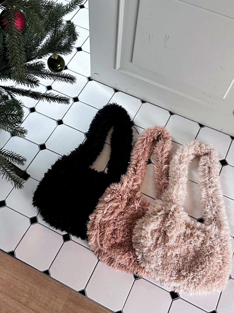 하이리밋 퐁퐁 퍼 뽀글이 털 밴딩 숄더 크로스 백