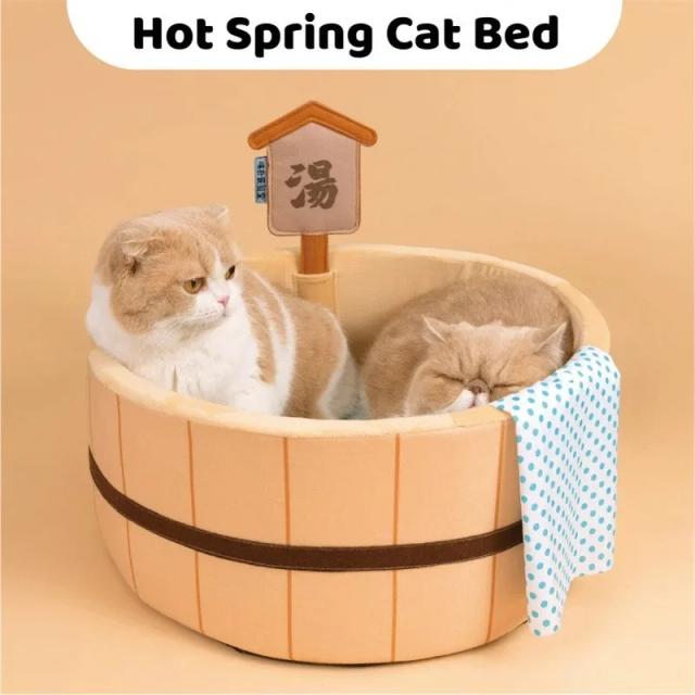 일본식 온수 용수철 수영장 고양이 침대, 욕조 모양 개 집 분리형 강아지 바구니 대야, 새끼 고양이 둥지 패드, 플러시 수면 침대