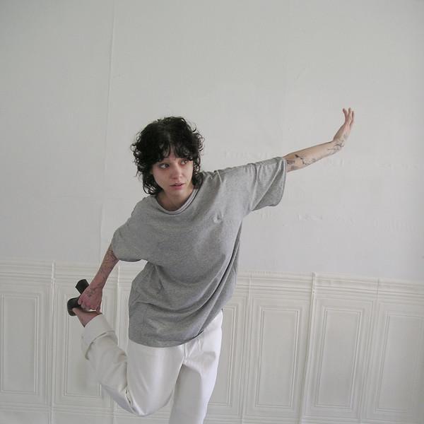Cowl Neck Half Top - Melange Gray