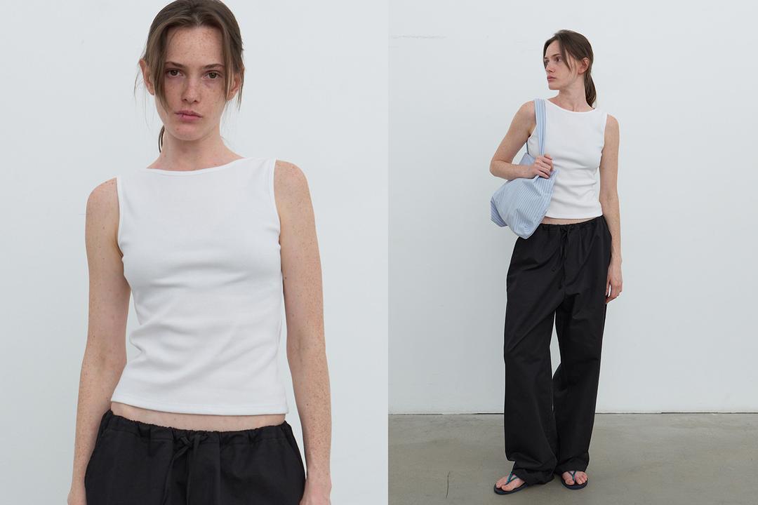Boatneck rib sleeveless (white)