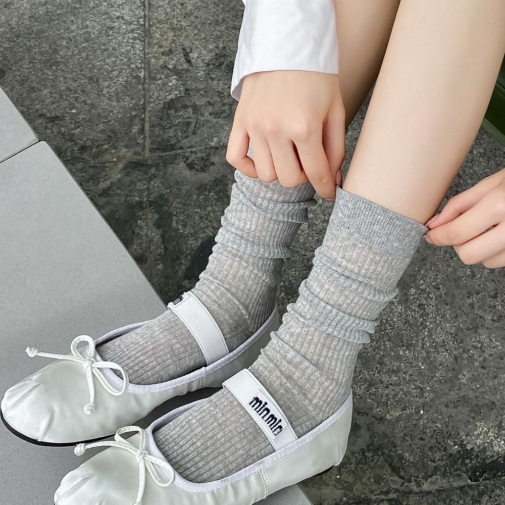 시스루 골지 롱양말 루즈 삭스 셔링 뮤뮤 니삭스 봄 여름 메리제인 구두 스타킹 양말