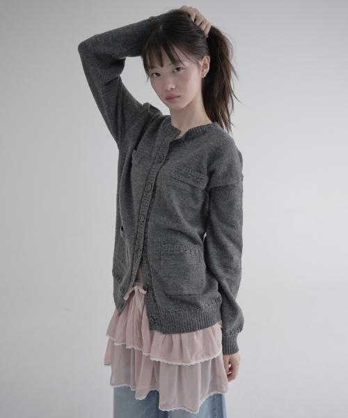 POCKET LOOSE CARDIGAN (CHARCOAL)