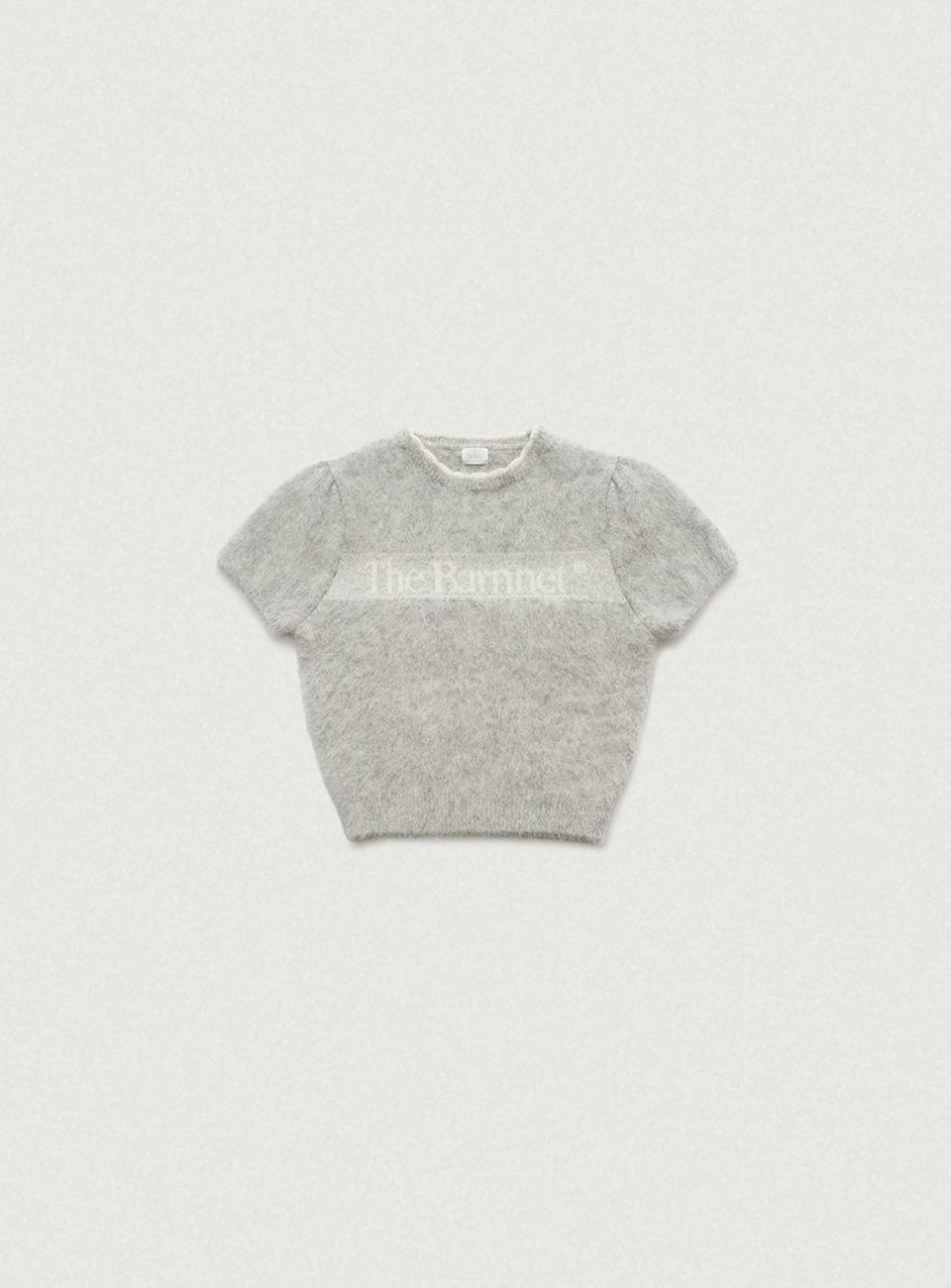 Pow Brushed Logo Knit Top_Light Grey [1월 초 순차 배송]