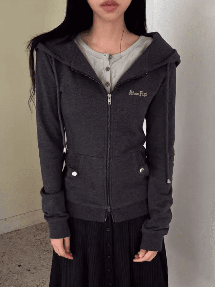 Steam Fish Retro Vintage Hooded Zip-up