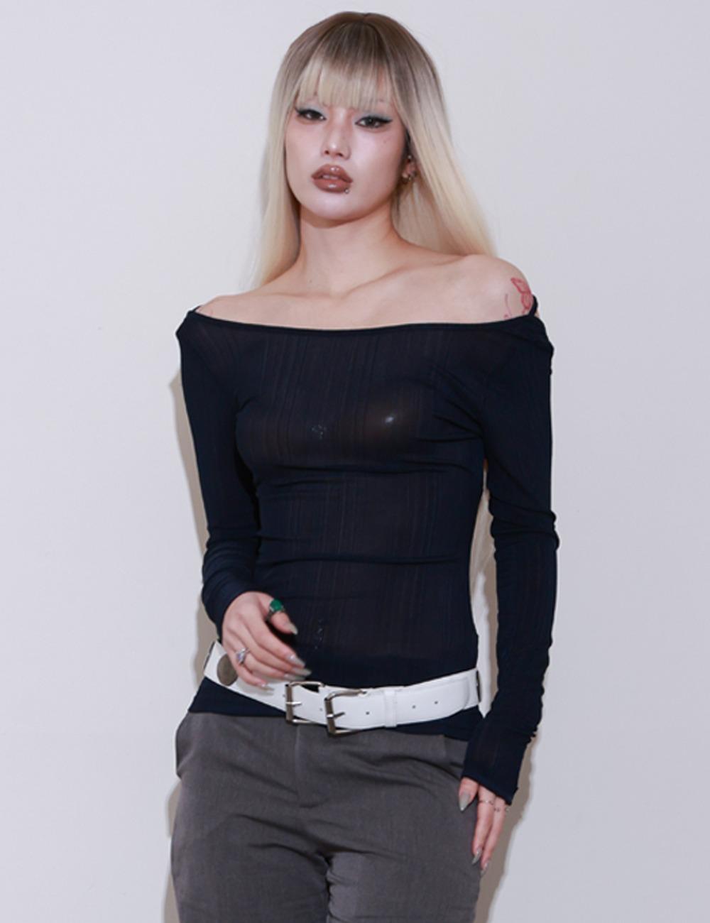 Off Shoulder Navy Top [03.10 Delivery]